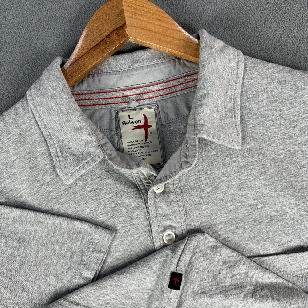 Relwen Polo Shirt Mens Large Grey Soft Jersey Cotton Minimalist Quiet Luxury